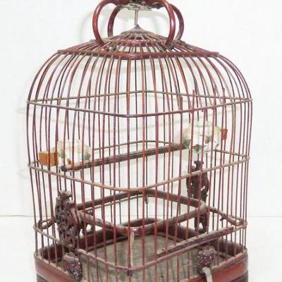 Vintage lacquer wood cage