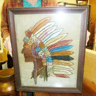 early textile framed Indian
