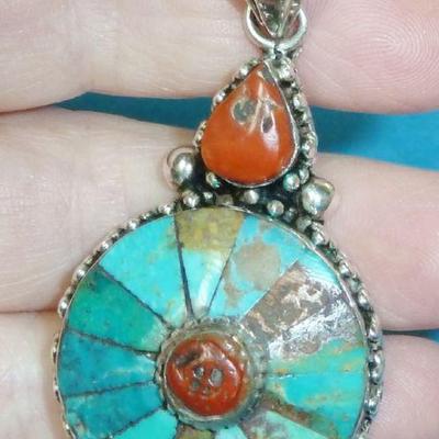 LARGE 925 Turquoise pend.