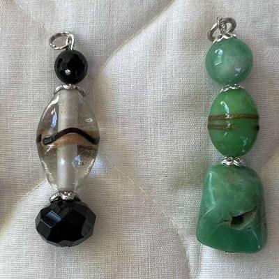 PTH057- Assorted Vintage Myrna Lee Chang Glass & Jade Pendants 