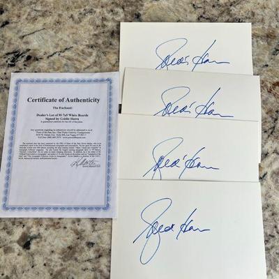 PTH333 (4) Certified Goldie Hawn Autograph Cards