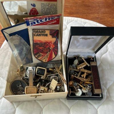 PTH379- Assted Vintage Cuff Links, Pins And More