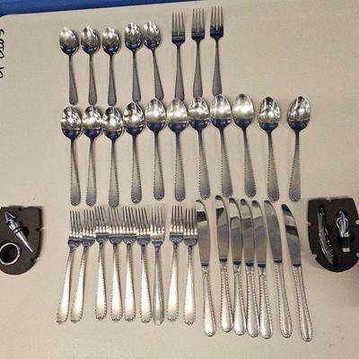 PTH344-Hampton Silversmiths Stainless Flatware W/Wine Tool Set
