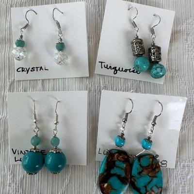 PTH038- Assorted Blue Collection Of Myrna Lee Chang Earrings 