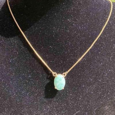 PTH365 Genuine Amazonite Goldtone Necklace 