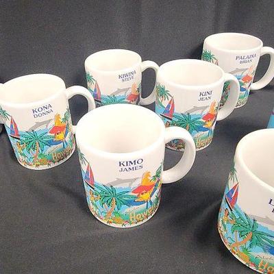 PTH203 - Collection Of "Aloha Hawaii" Themed Coffee Cups (8)
