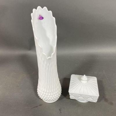Lot 37 | Fenton Hobnail Swung Milk Glass and More


