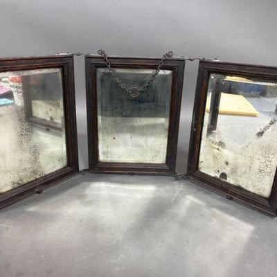 Lot 18 | Antique Trifold Beveled Glass Dresser Mirror
