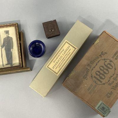 Lot 67 | Vintage Cobalt Blue Glass Ink Well and More
