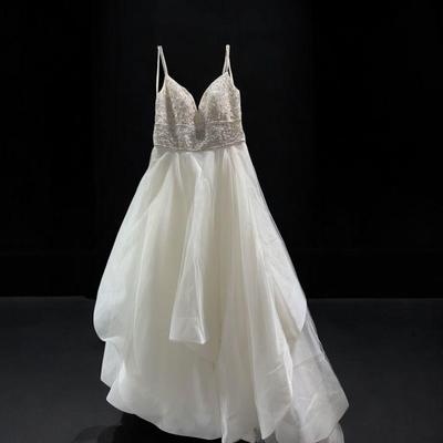 Lot 401 | Blush By Haley Paige Size 10 Sequin Wedding Dress
