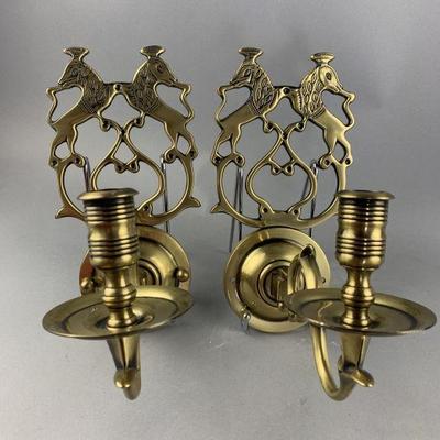 Lot 334 | English Type Lion Brass Sconces

