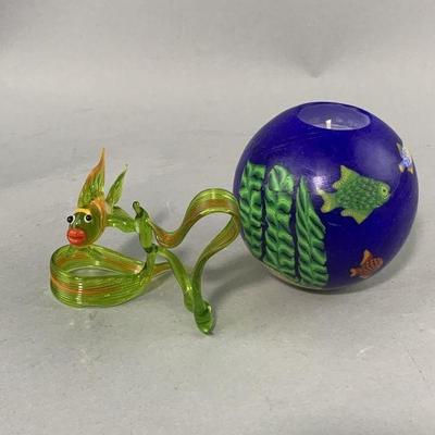 Lot 232 | Hand Crafted Glass Fish & Candle
