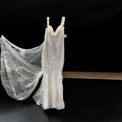 Lot 400 | Pronovias Delicate Lace Mermaid Wedding Dress
