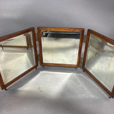 Lot 17 | Antique 1885 Trifold Beveled Glass Dresser Mirror
