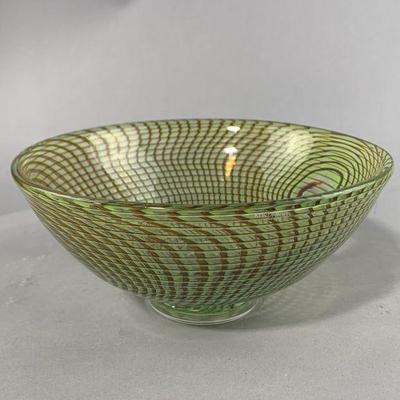 Lot 134 | Kosta Moda Lime Green & Brown Swirl Glass Bowl
