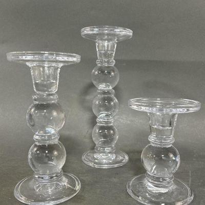 Lot 174 | Vintage Crystal Bubble Candle Stick Holders
