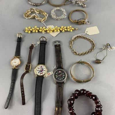 Lot 407 | Vintage Bracelets & Watch Costume Jewelry Lot
