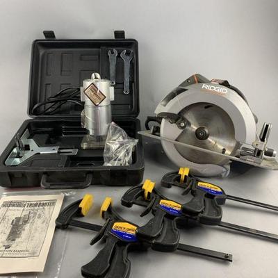 Lot 478 | Trim Router, Mini Clamp, Ridgid Circular Saw
