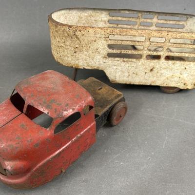 Lot 468 | Vintage Wyandotte Red Truck & White Trailer
