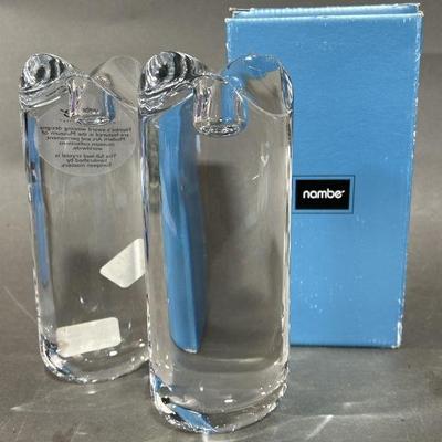 Lot 193 | New Nambe Full Lead Crystal Candlestick Holders
