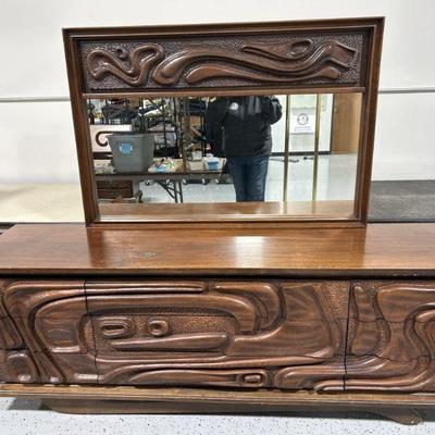 Lot 444 | MCM Pulaski Dresser & Mirror
