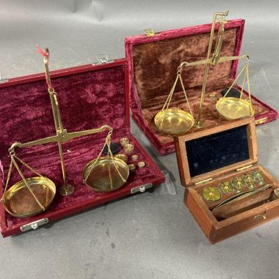 Lot 30 | Antique & Vintage Brass Weighing Scale Sets
