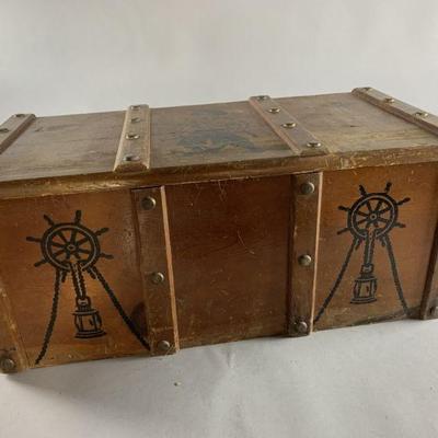 Lot 435 | Vintage Wood Pirate Treasure Themed Toy Box
