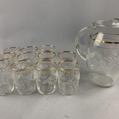 Lot 438 | Bartlett Collins Etched Grapes Glasses & Pitcher
