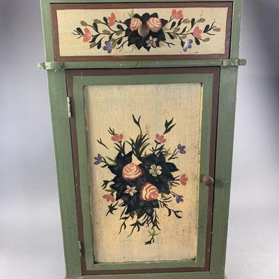 Lot 325 | Hand Painted Cottage Core Wooden Cabinet w Drawer
