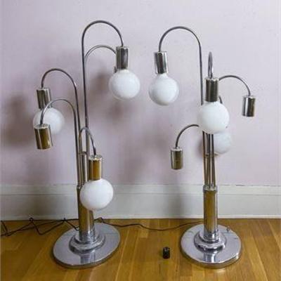 Mid Century Chrome Waterfall Lamps 