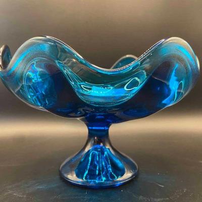 MCM Blue Glass Bowl