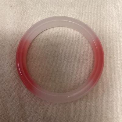 MCS149 Pink & White Jade Bangle Bracelet New