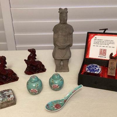 MCS272 Chinese Shard Box, Chop, Replica Terra Cotta Figure & More!