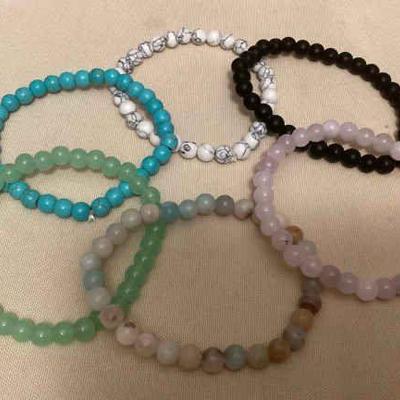 MCS077 Six Polished Stone Bracelets New