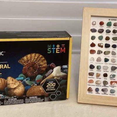 MCS283 Rock, Mineral & Fossil Kit & Framed Natural Gem Display 