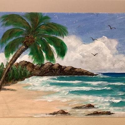 MCS208 Original Scenic Seascape Painting On Canvas Board