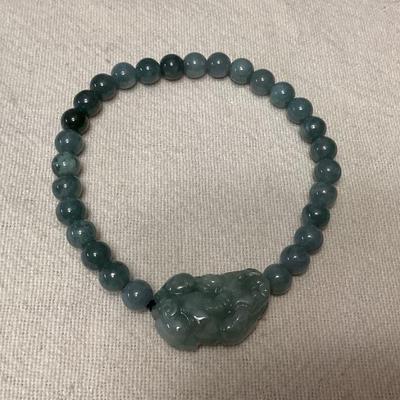 MCS157 Jade Bead Foo Dog Stretch Bracelet New