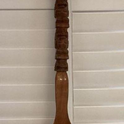 MCS186 Giant Carved Wooden Tiki Design Fork Wall Hanging