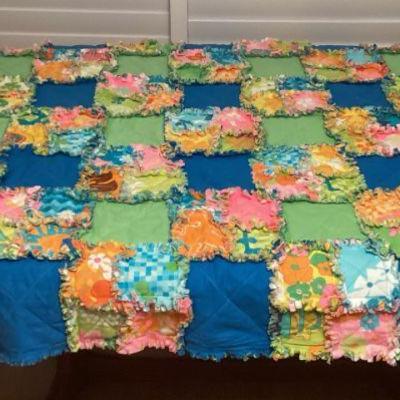 MCS235 Vintage Hawaiian Patchwork Quilt Blanket 