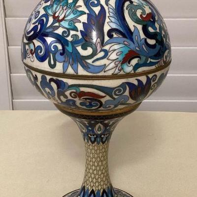 MCS183 Large Lidded Chinese Cloisonné Footed Vessel