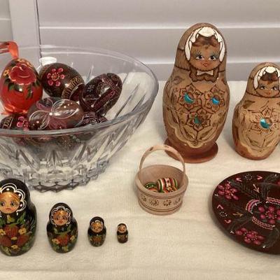 MCS106 Russian Matryoshka Nesting Dolls, Hand Painted Wooden Eggs & More!