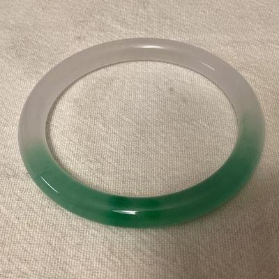 MCS146 Green & White Jade Bangle Bracelet New