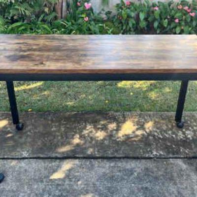 MCS290 Metal Frame Laminate Wood Top Work Table Desk On Wheels 