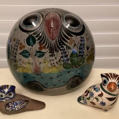 MCS231 Mexican Tonala Pottery Ceramic Owls