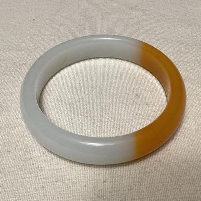 MCS154 White & Orange Jade Bangle Bracelet New