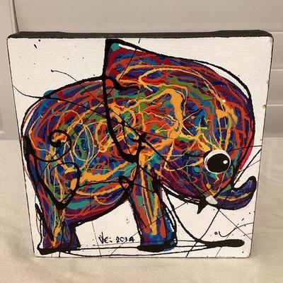 MCS243 Original Painting On Canvas Of Colorful Elephant 