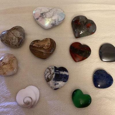 MCS007 Eleven Various Heart Shaped Polished Stones