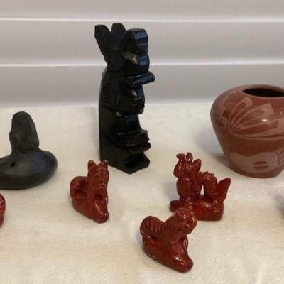 MCS284 Native Ocarina Whistles, Pueblo Pottery & Carved Stone Totem