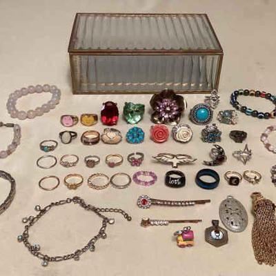 MCS051 Jewelry Box & Various Costume Jewelry 