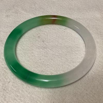 MCS151 Green, White & Brown Jade Bangle Bracelet New